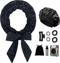Heatless Hair Curler - Heatless Curls Headband, 70" Hair Curler No Heat to Sleep in Overnight Curls Headband, 9 PCS Soft Heatless Curler Curling Set with Bonnet for Women Long Hair - Black